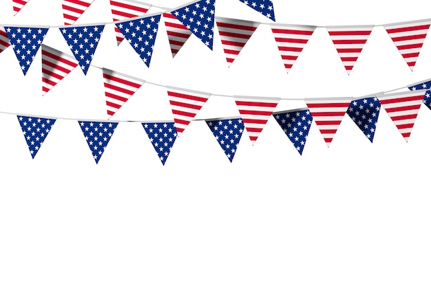 Usa stars and stripes flag bunting against a plain background d rendering