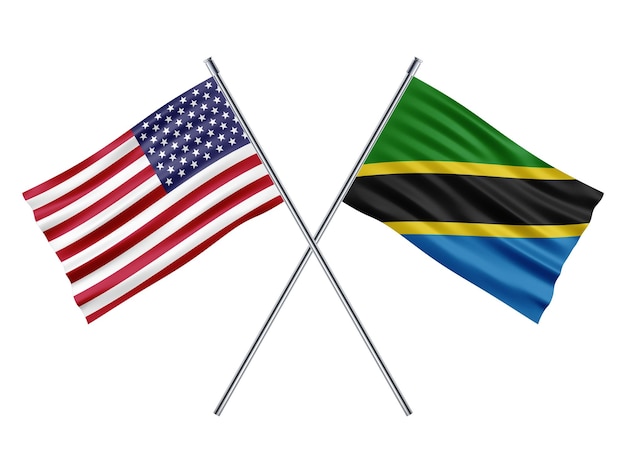 USA and Tanzania Friendship Flag 3d Illustration