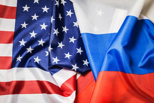 Usa vlag en Rusland vlag achtergrond