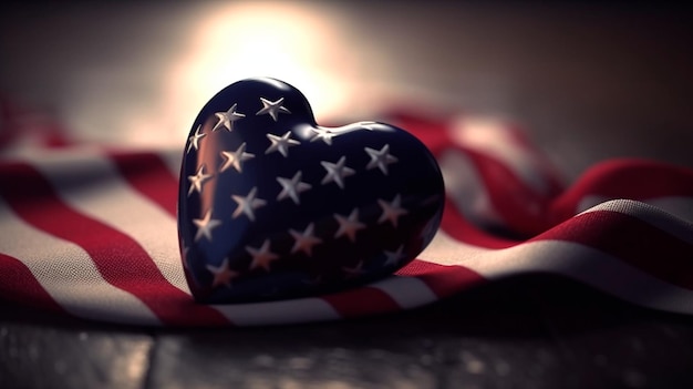 USA vlag met hartvorm Generatieve AI