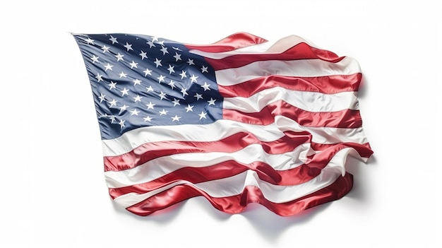 USA vlag zwaaien in de wind geïsoleerd op witte achtergrond Generatieve ai