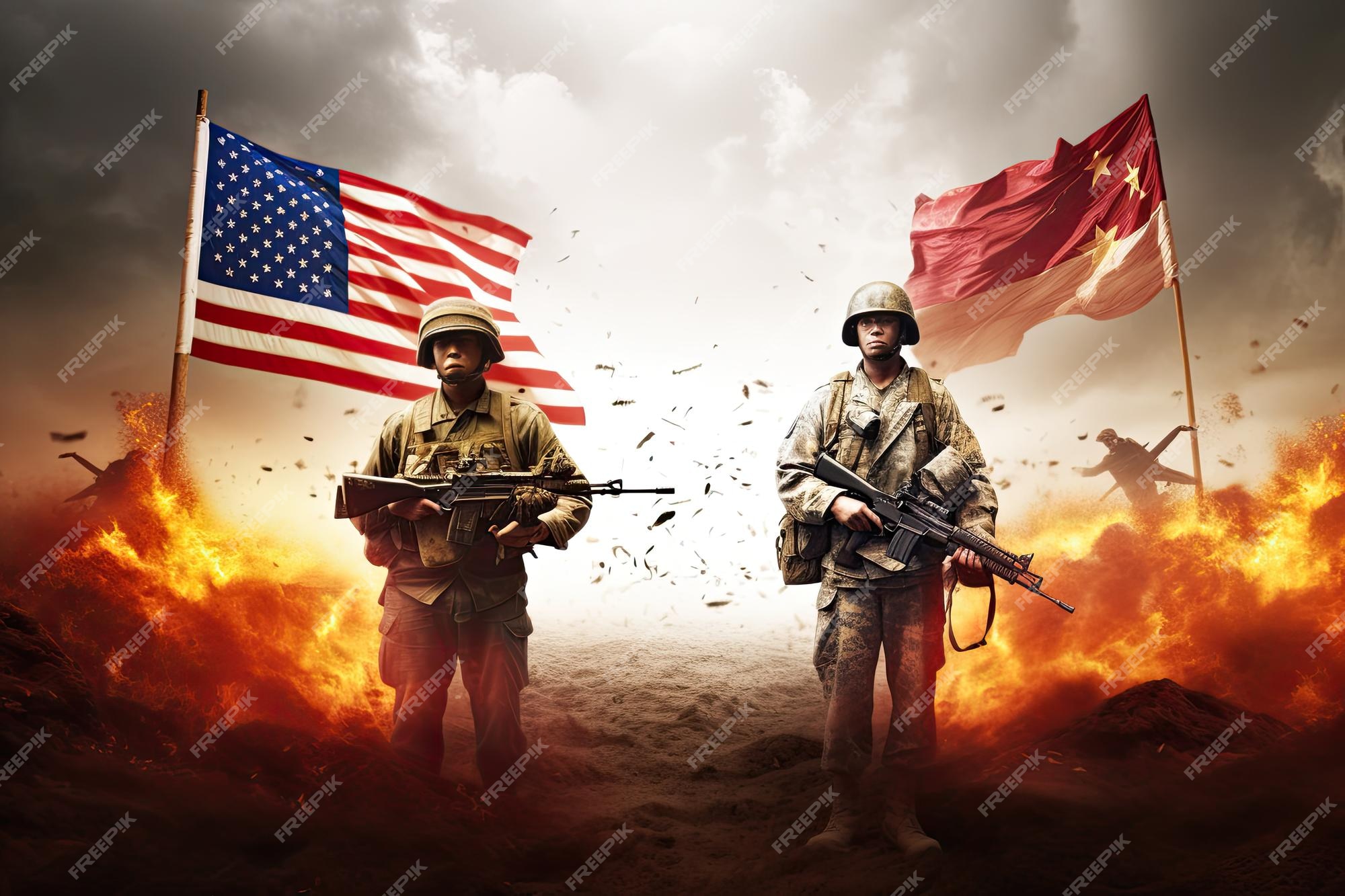 Premium Photo  Usa vs china confrontation battle competition war concept  generative ai