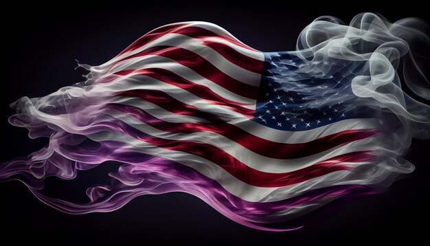 Photo usa wavy flag made of smoke high quality image generate ai