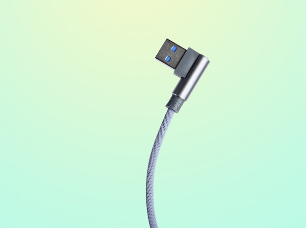 USB cable on isolated on blue pastel