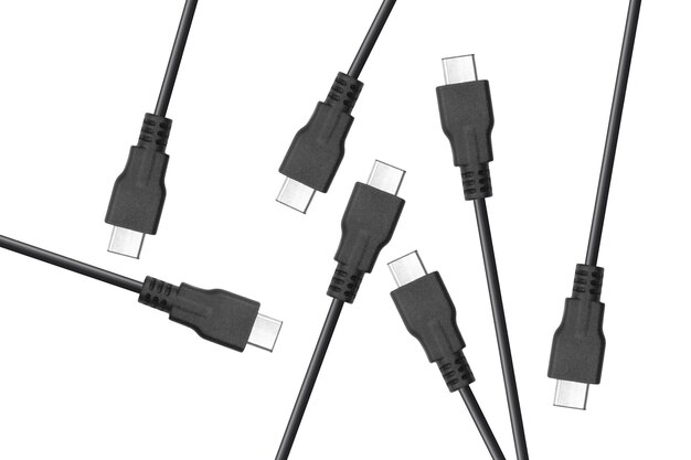 Photo usb cables on white background