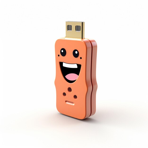 Photo usb drive 2d cartoon illustraton on white background high