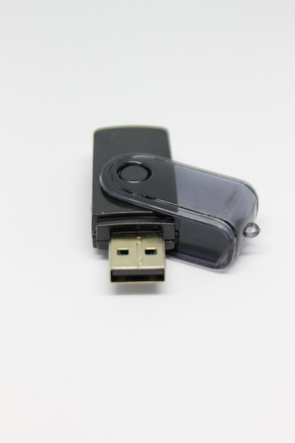 a usb drive that is black and silver