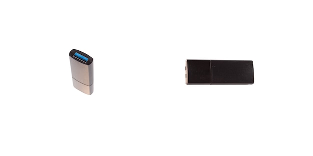 Photo usb flash drive closuep on white background. smart hardware computer accessory