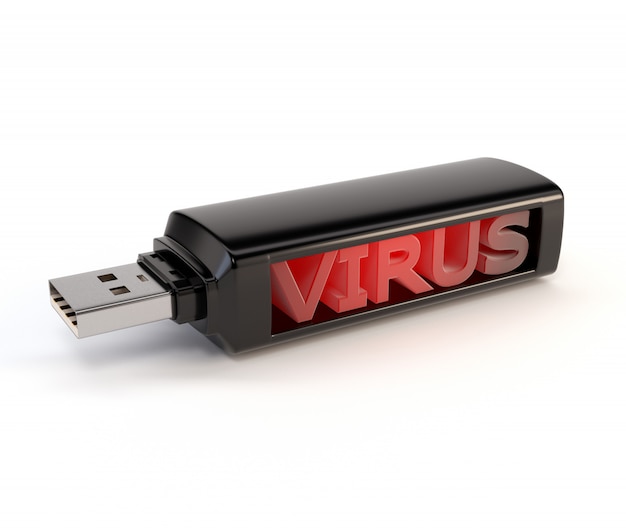 USB-flitsaandrijving met het kwaadwillige die dossier, op een witte achtergrond wordt geïsoleerd. Virus.