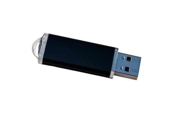 USB-geheugenstick of flashstation geïsoleerd op een witte achtergrond