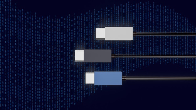 USB-кабель типа C для технологии концепции 3D-рендеринга