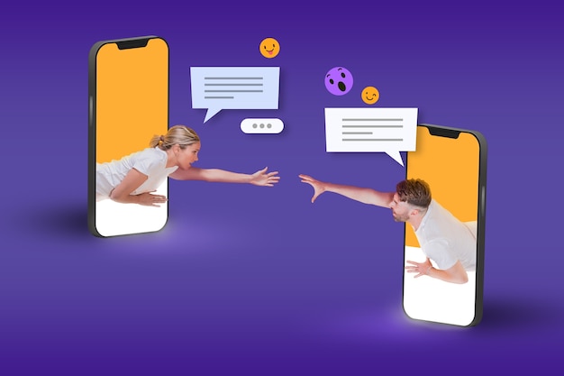 use of apps to make friends concept with smartphone