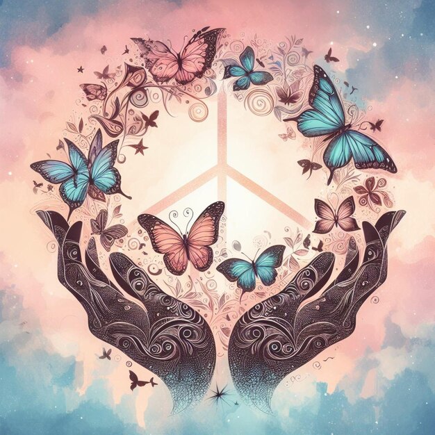 Use butterflies to represent the transformation and beauty that peace can bring