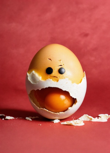Use a cracked egg with a face and its jaw dropping to make an image about always overreact to any su