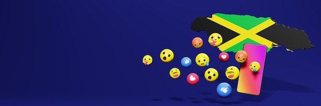 Usa l'emoticon dei social media in giamaica per le esigenze della tv sui social media e dello sfondo del sito web