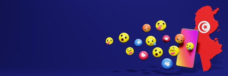 Photo use emoticon of social media in tunisia for the needs of social media tv and website background