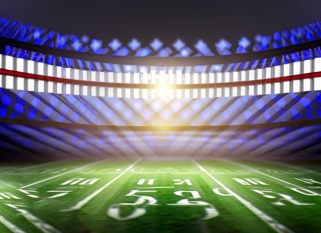 Photo use football stadium 5d in light rays render