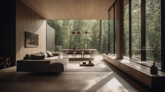 The use of natural materials and earthy tones creates a sense of warmth in this modern structure AI generated