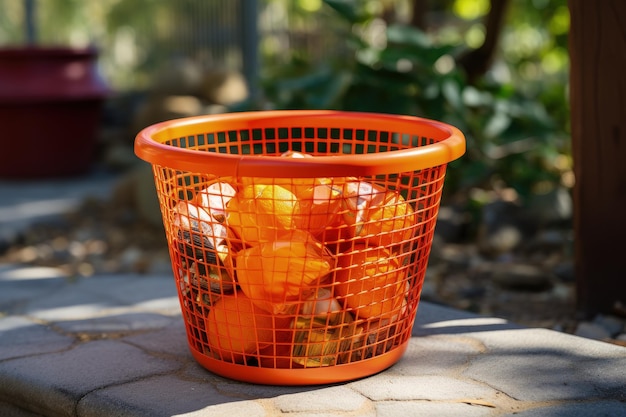 Use orange trash can for dog waste disposal Responsibility to environment