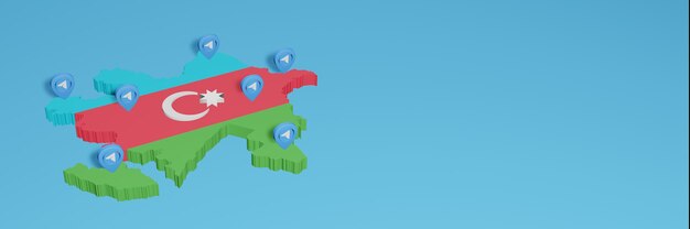 Использование социальных сетей и Telegram в Албании для создания инфографики в 3D-рендеринге