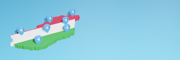 Use of social media and Telegram in Hungary for infographics in 3D rendering