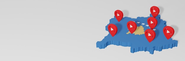 Utilizzo dei social media e di youtube in kosovo per infografiche in rendering 3d