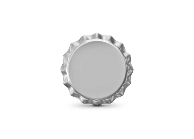 Photo used crumpled metal beer cap on white background 3d render