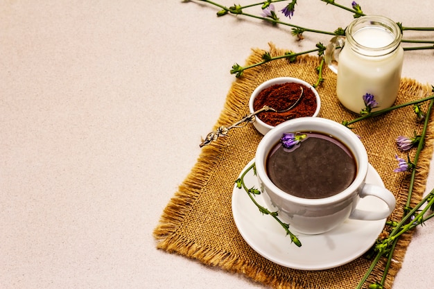 Useful chicory drink and flowers