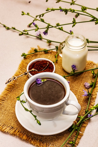 Useful chicory drink and flowers