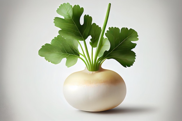 Useful One natural Turnips with white background Generative Ai