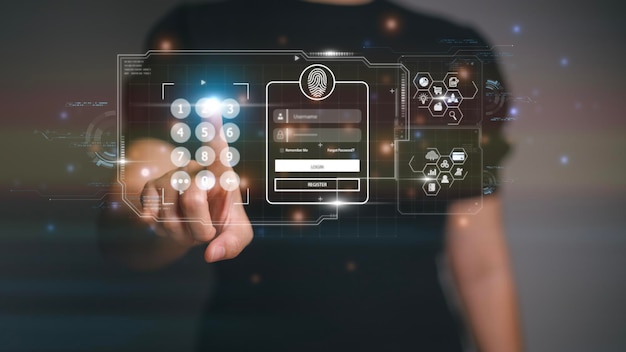 user authentication system with username and password cybersecurity concept information security and encryption secure internet access technology and cybernetics computer security system