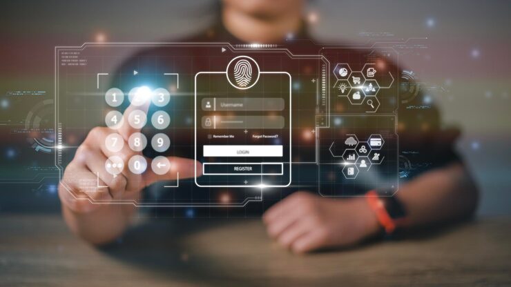 Photo user authentication system with username and password cybersecurity concept information security and encryption secure internet access technology and cybernetics computer security system