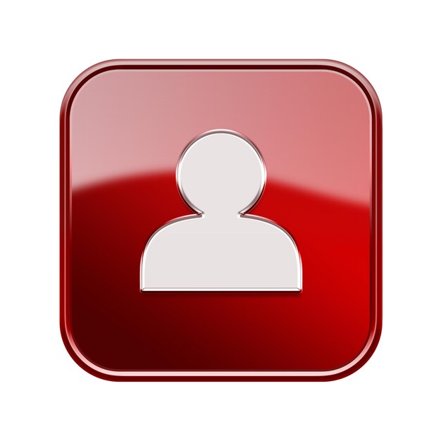 Photo user icon glossy red