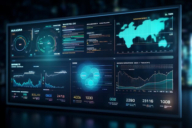 Premium Photo | User interface with charts and graphs 3d rendering