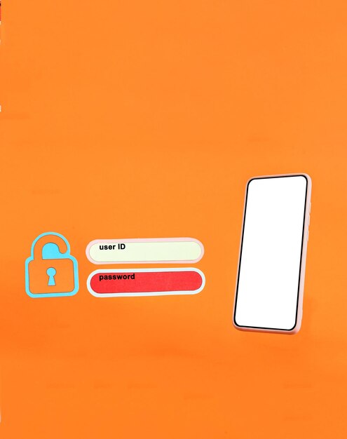 Foto nome utente e password per l'accesso sullo schermo del telefono cellulare concetto di sicurezza informatica protezione dei dati e sicurezza informatica dell'accesso a internet sicuro sugli smartphone