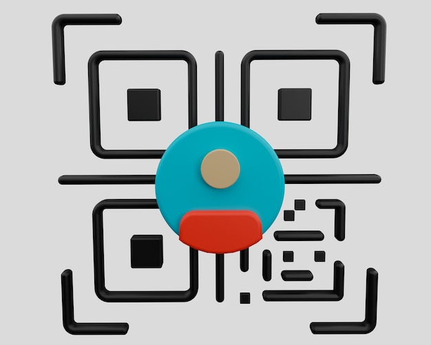 Photo user qr code icon 3d render.