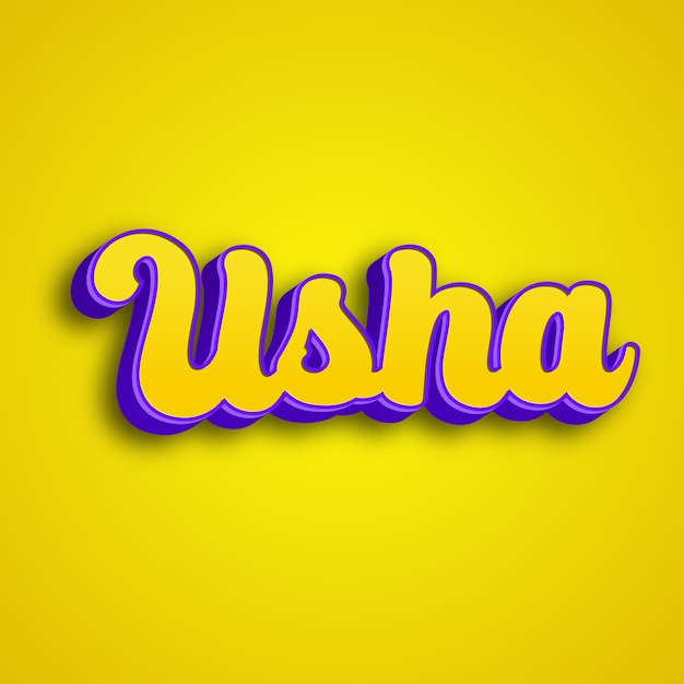 Usha typografie 3d ontwerp geel roze witte achtergrond foto jpg.