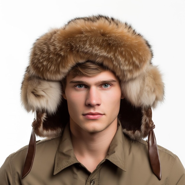 Ushanka met witte achtergrond hoge kwaliteit ultra hd