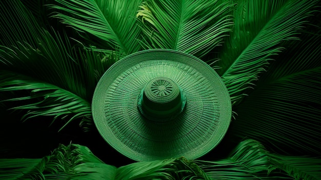 Ushanka with palm leaves Generative AI