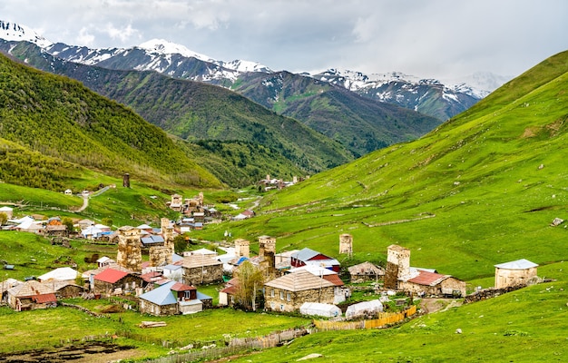 Ushguli with traditional Svan towers, UNESCO world heritage in Georgia