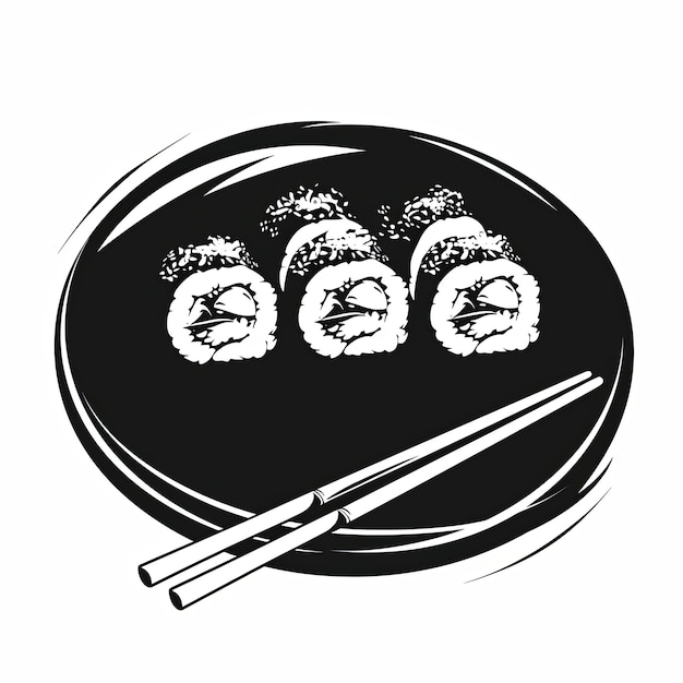 チョップスティックのロゴ 黒と白のイラスト