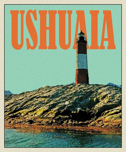 Photo ushuaia retro travel poster
