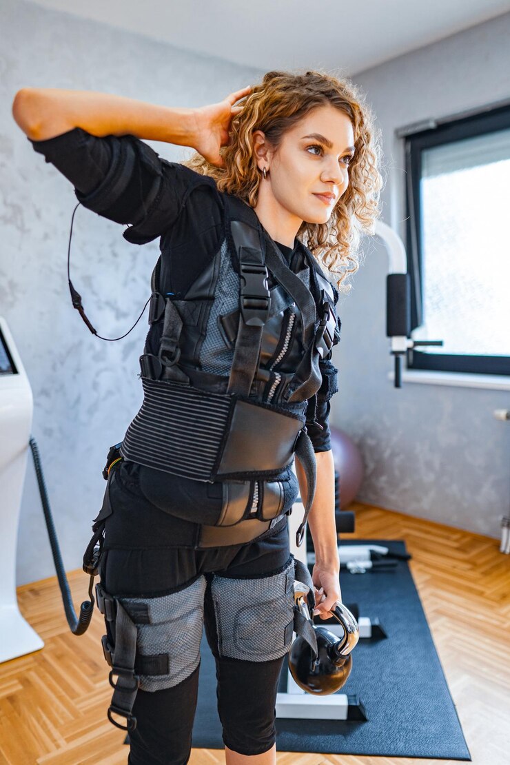 Photo using advanced fitness tech in ems training