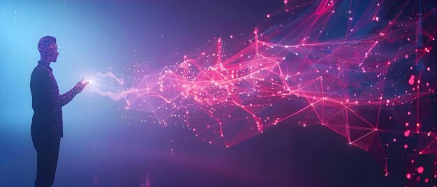 using ai technology to interact with a chatbot network for smart data analysis concept ai technology interactivity chatbot network data analysis smart technology