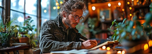 Photo using a calculator and textbook to complete his math homework a male college studentxa