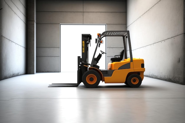 Using a forklift and a concrete wall and floor