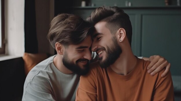 Using Generative AI a gay couple spends time together