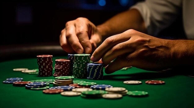 Используя Генеративный ИИ, игрок в покер кладет все свои фишки в банк.