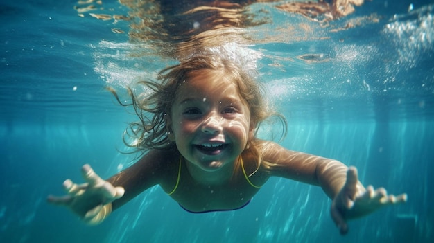 Using Generative AI a youngster is shown underwater