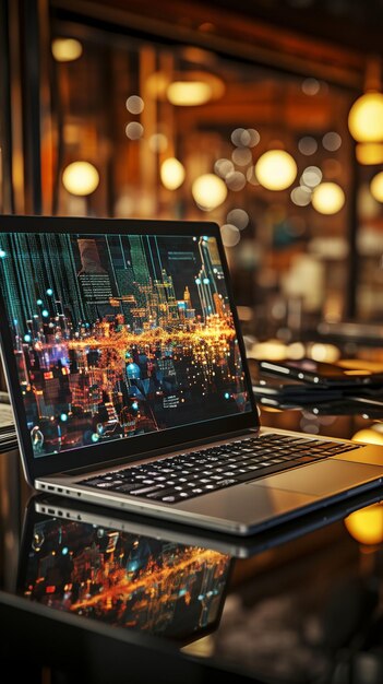 using a laptop to access analytics and business graph data trend analysis and the idea of the coding process for software development concept banner code and programming